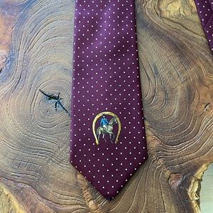 Saddle Club Equestrian 100% Silk Burgundy Dot Pattern Print Tie